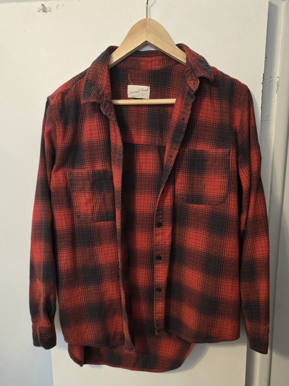 Universal Thread Red and Black Plaid Cotton Flannel Shirt